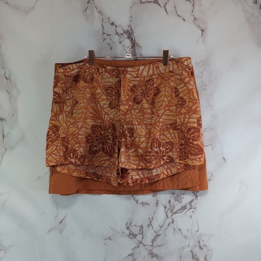 Columbia Skirt Women 16 Orange Skort Nylon Swim Built In Shorts Two Piece Set